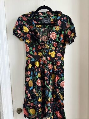 midi floral blue dress Cara Cara Alba Tossed Floral Blue Cotton Midi Dress